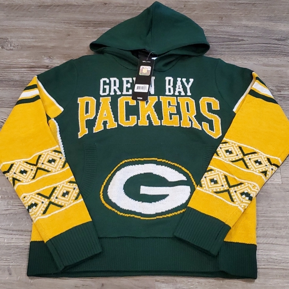 NFL Green Bay Packers Hooded Ugly Christmas Sweater Size Medium 10/12